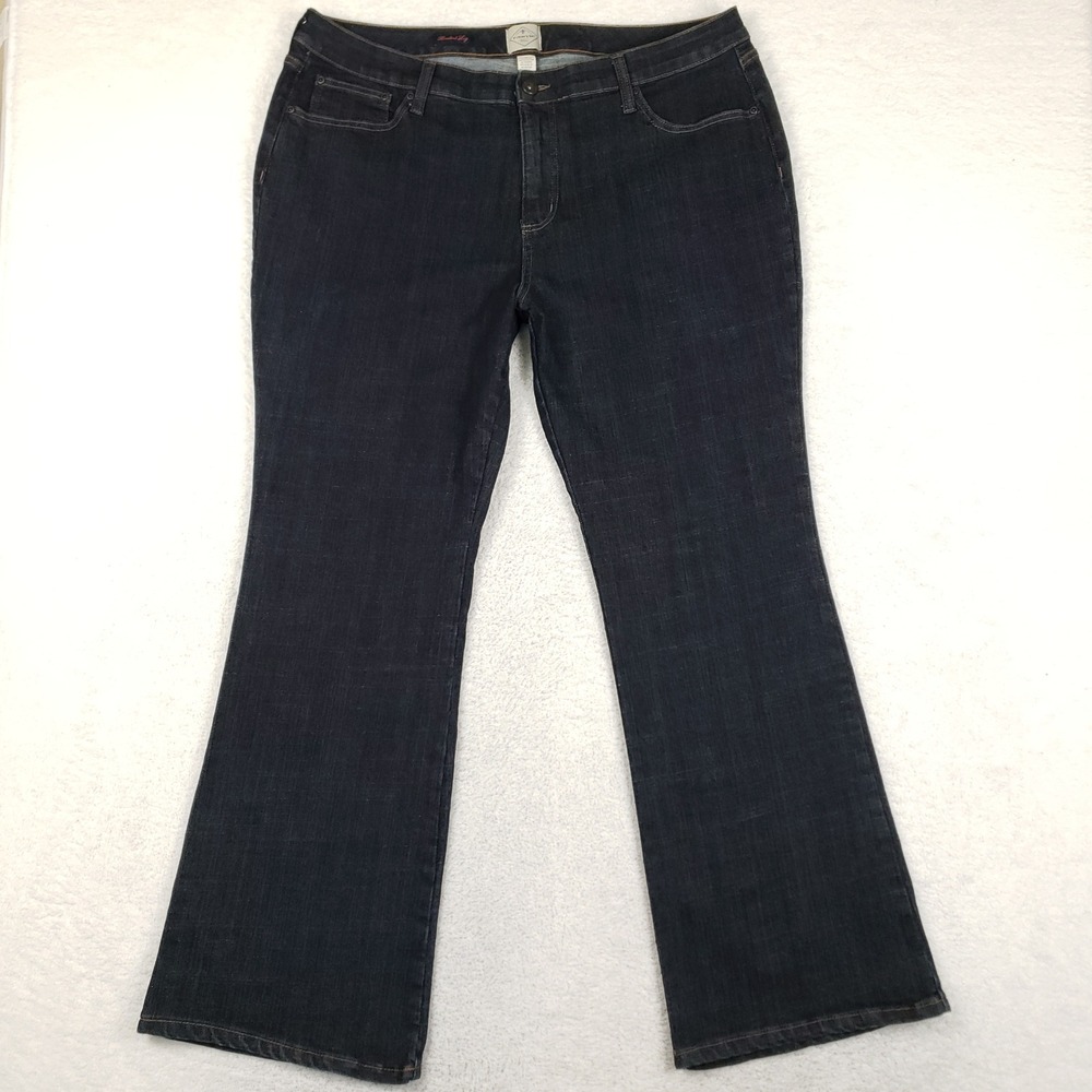St Johns Bay Womens Bootcut Jeans Dark Wash Indigo Stretch Denim Size 18